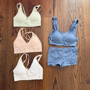 Danskin Ribbed Scoop Bralettes & Lucky Bralette Short Set Small NWOT